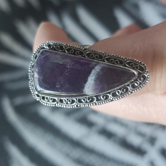 New Chevron Amethyst 925 Silver Ring. - Picture 13 of 15